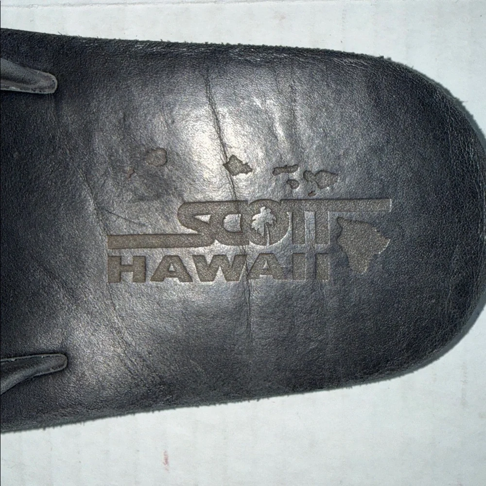 Scott Hawaii Black Leather Flip Flop Sandals